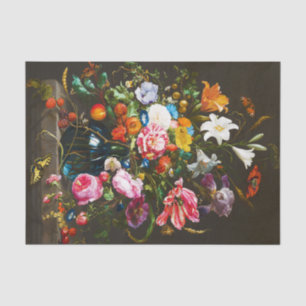 Vintage Floral Bouquet in Blue Vase Decoupage Tissue Paper