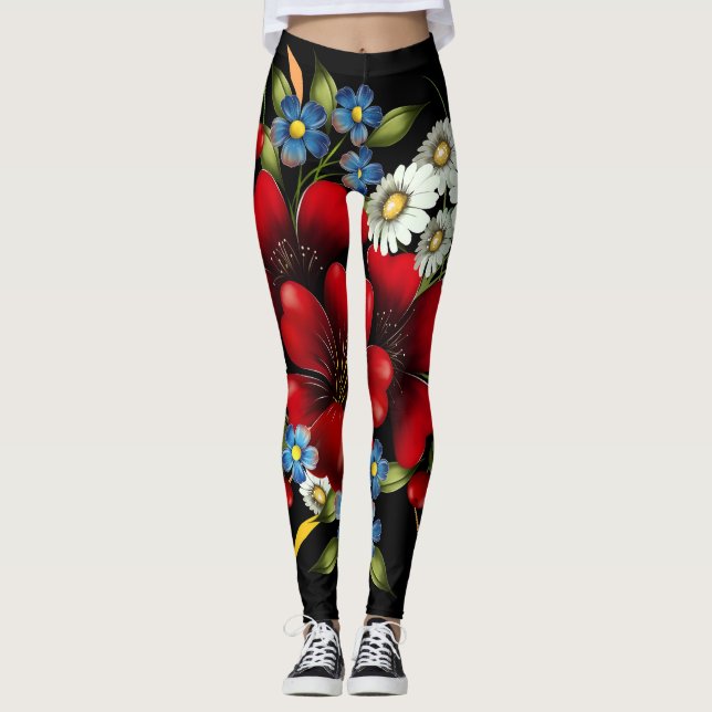 Vintage Floral Bouquet Leggings (Front)