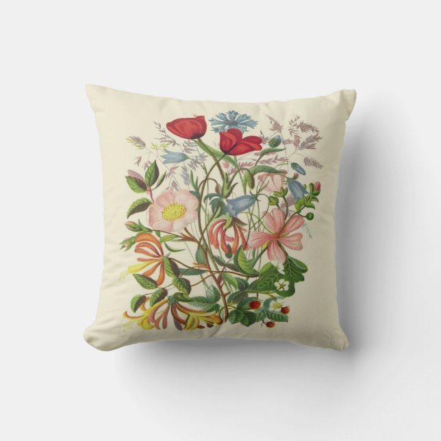 Vintage Floral Bouquet Pillow (Front)