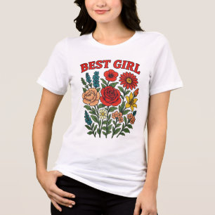 Vintage Floral Bouquet Retro Flower Power Design Tri-Blend Shirt