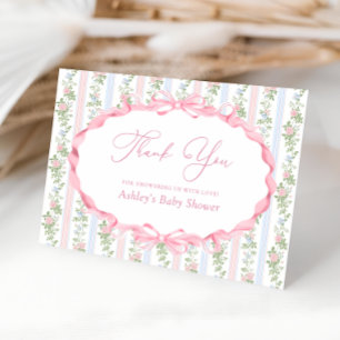 Vintage Floral Bow Baby Shower Thank You Card