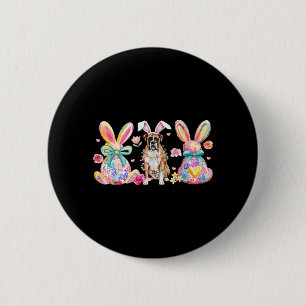 Vintage Floral Boxer Dog Bunny Easter Day Dog Mum 6 Cm Round Badge