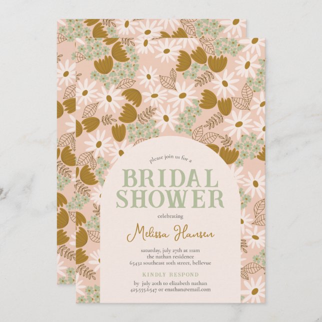 Vintage Floral Bridal Shower Invitation (Front/Back)