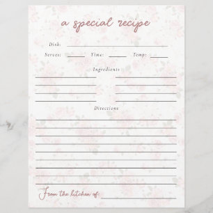 Vintage Floral Bridal Shower Recipe Card