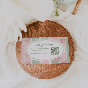 Vintage Floral Bridal Shower Registry QR code Enclosure Card