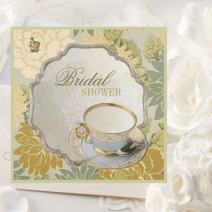vintage floral Bridal Shower Tea Party Invitation