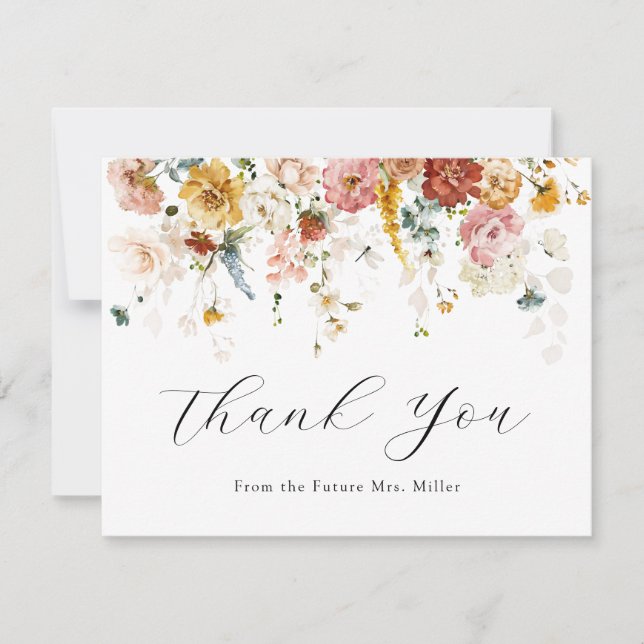 Vintage Floral Bridal Shower Thank You (Front)