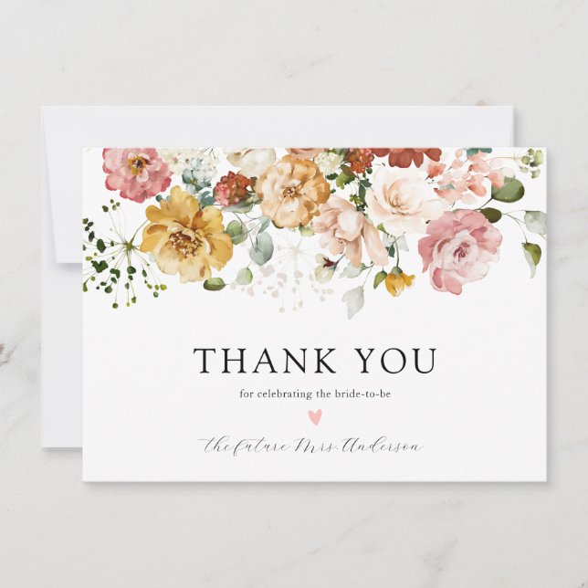 Vintage Floral Bridal Shower Thank You Card (Front)
