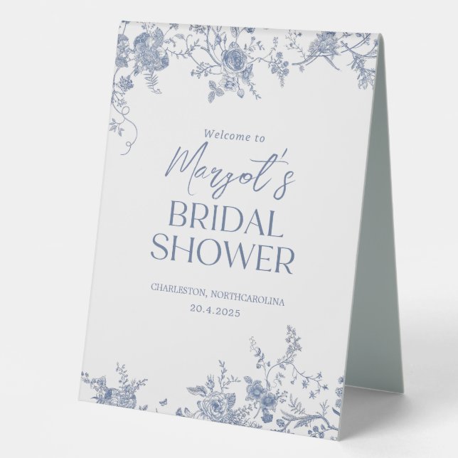 Vintage Floral Bridal Shower Welcome Sign, Dusty  (Front)