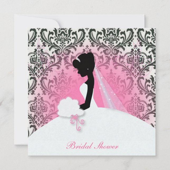 vintage floral bride silhouette bridal shower invitation (Front)