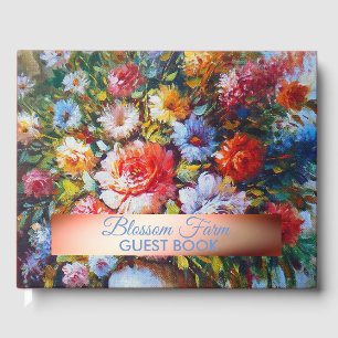 Vintage Floral Bright Country Flowers Personalised Guest Book
