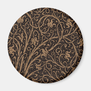 Vintage Floral Brown Swirls Magnet