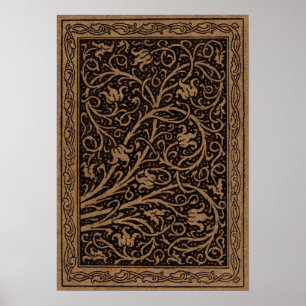 Vintage Floral Brown Swirls Poster