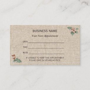 Vintage Floral Burlap Appointment Reminder
