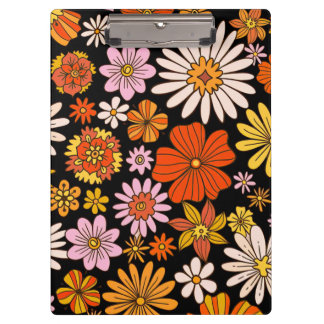 Vintage Floral Burst – Colorful Retro Flower Clipboard