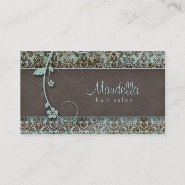 Vintage Floral Business Card Hair Salon (Front)