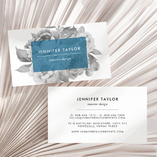 Vintage Floral Business Cards   Cerulean