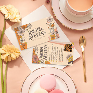 Vintage Floral Business Cards: Elegant Earth Tone Business Card