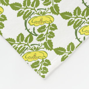 Vintage Floral Buttercup wallpaper damask Fleece Blanket