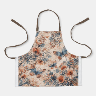 Vintage Floral Butterfly Botanical Pattern Apron
