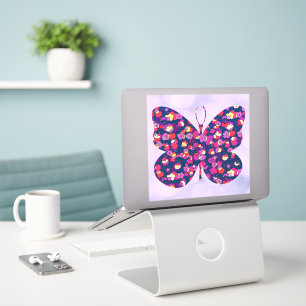 Vintage Floral Butterfly Large Sticker