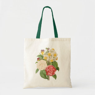 Vintage Floral Camelia Daffodil Flowers by Redoute Tote Bag