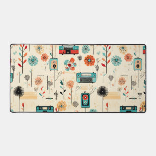 Vintage Floral & Camera Pattern (2) Desk Mat