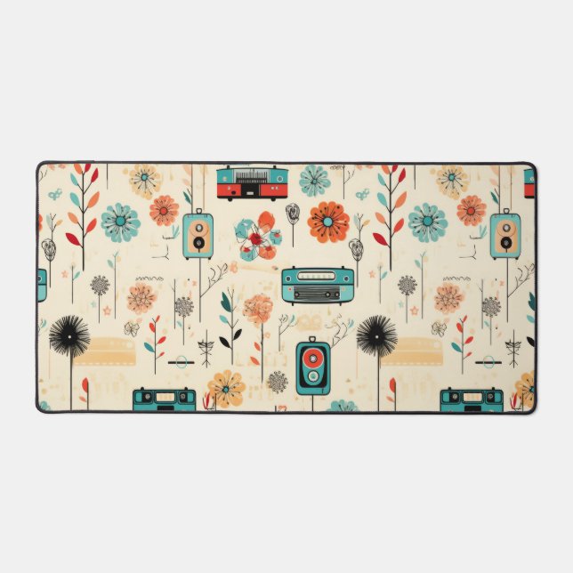 Vintage Floral & Camera Pattern (2) Desk Mat (Front)