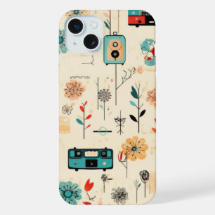 Vintage Floral & Camera Pattern (2) iPhone 15 Plus Case