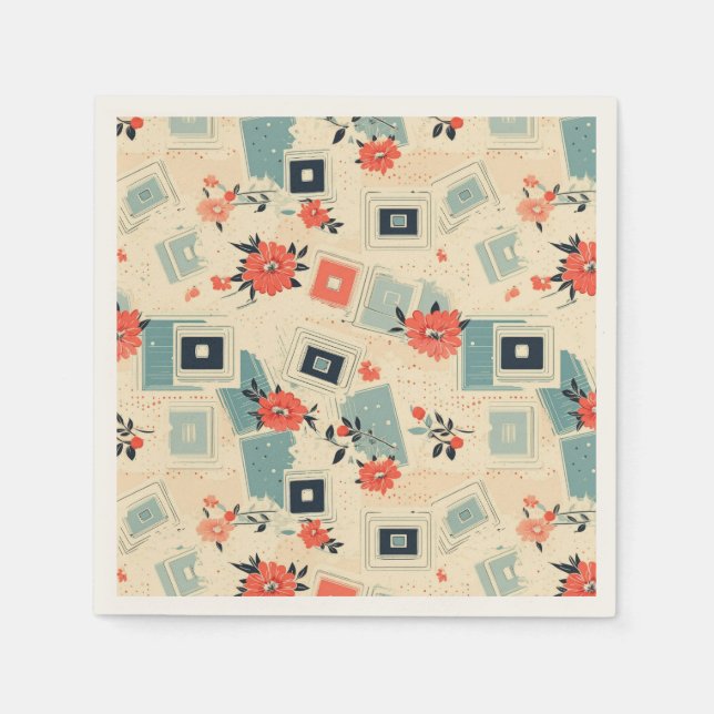 Vintage Floral & Camera Pattern (3) Napkin (Front)