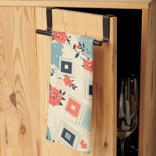 Vintage Floral & Camera Pattern (3) Tea Towel (Thirds Fold)