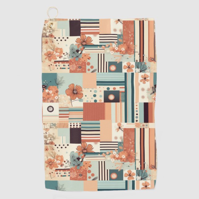 Vintage Floral & Camera Pattern (4) Golf Towel (Front)