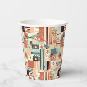 Vintage Floral & Camera Pattern (4) Paper Cups