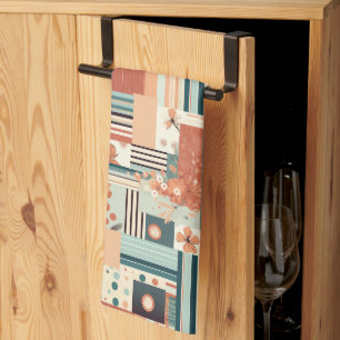 Vintage Floral & Camera Pattern (4) Tea Towel