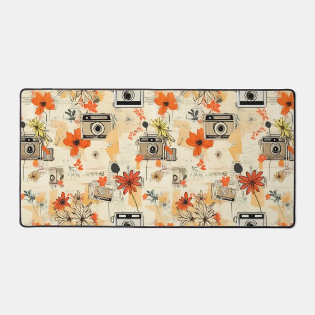 Vintage Floral & Camera Pattern (5) Desk Mat (Front)