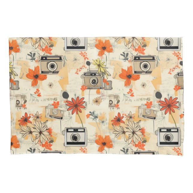 Vintage Floral & Camera Pattern (5) Pillowcase (Front-Left)