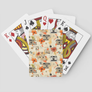 Vintage Floral & Camera Pattern (5) Playing Cards