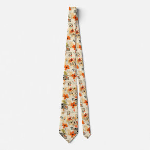 Vintage Floral & Camera Pattern (5) Tie