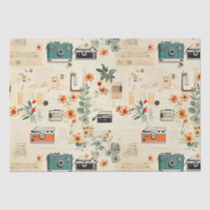 Vintage Floral & Camera Pattern (6) Tissue Paper
