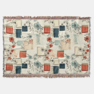 Vintage Floral & Camera Pattern (7) Throw Blanket