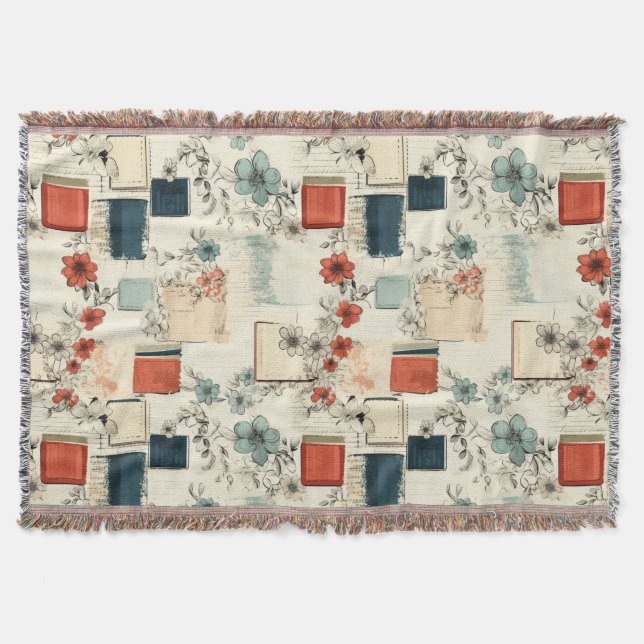 Vintage Floral & Camera Pattern (7) Throw Blanket (Front)