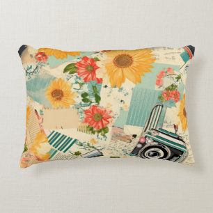 Vintage Floral & Camera Pattern (8) Decorative Cushion