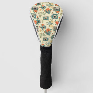 Vintage Floral & Camera Pattern Golf Head Cover