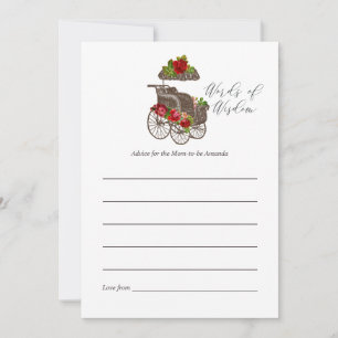 Vintage Floral Carriage Baby Shower Mum Advice Card