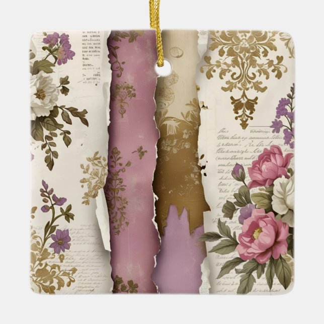 Vintage Floral - Ceramic Ornament  (Front)