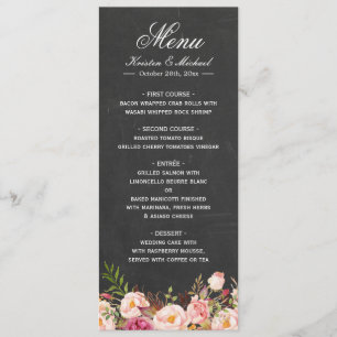 Vintage Floral Chalkboard Easy Edit Wedding Menu