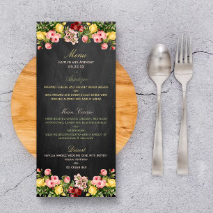 Vintage Floral Chalkboard Wedding Menu