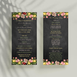 Vintage Floral Chalkboard Wedding Program Rack Card