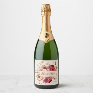 Vintage Floral Champagne Bottle Label