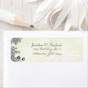 Vintage Floral Charcoal and Ivory Wedding Labels